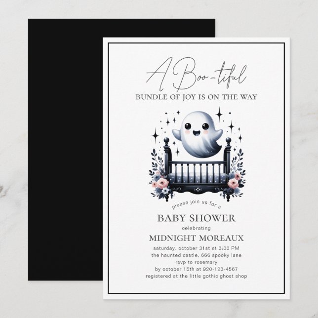 Invitación a Baby Shower de Ghost Halloween (Anverso / Reverso)