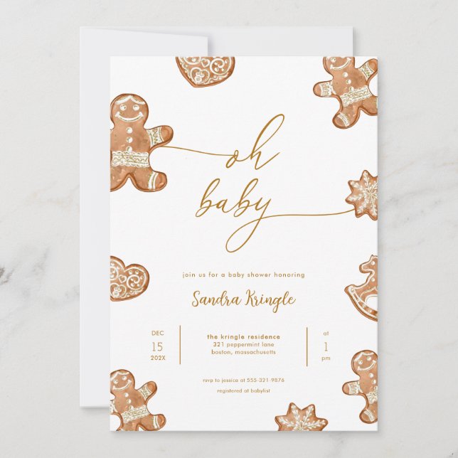 Invitación a Baby Shower de Gingerbread (Anverso)