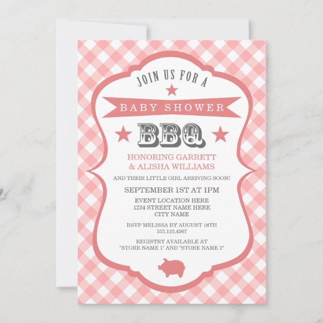 Invitación a Baby Shower de Gingham Barbecue / Cor (Anverso)