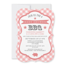 Invitación a Baby Shower de Gingham Barbecue / Cor