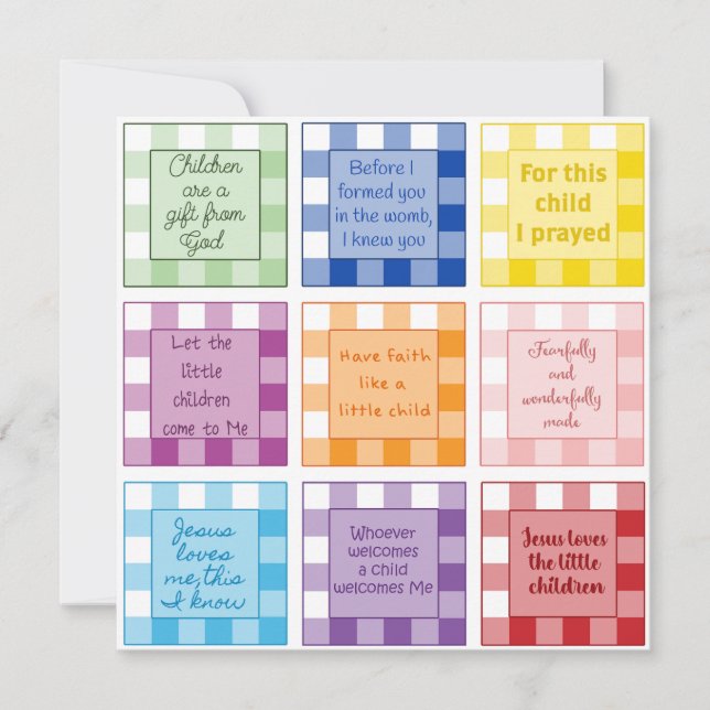 Invitación a Baby Shower de Gingham Bible (Anverso)