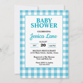 Invitación a Baby Shower de Gingham Blue Plaid