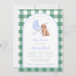 Invitación a Baby Shower de Gingham Check Dog Boy