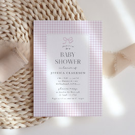 Invitación a Baby Shower de Gingham Pink Bow Baby