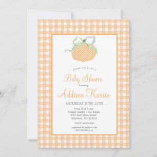 Invitación a Baby Shower de Gingham Pumpkin