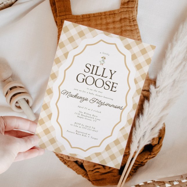 Invitación a Baby Shower de Gingham Silly Goose Pl (Subido por el creador)