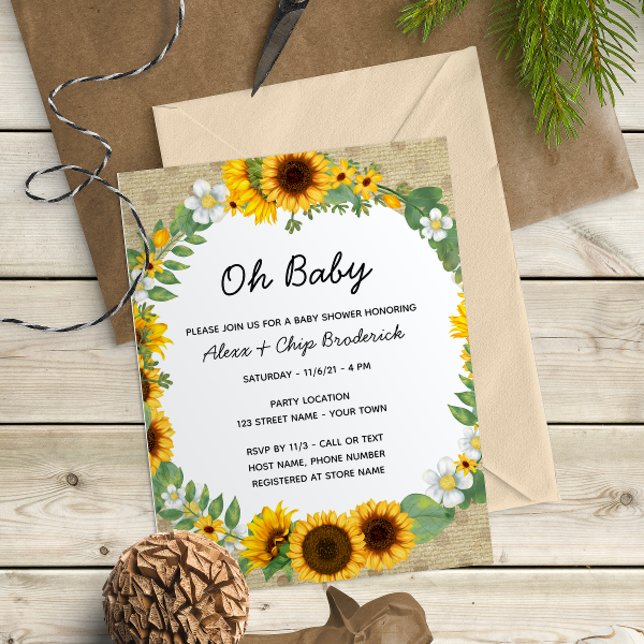 Invitación a Baby Shower de girasol (Subido por el creador)