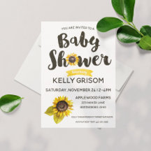 Invitación a Baby Shower de girasol