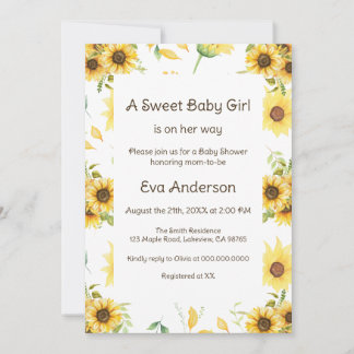Invitación a Baby Shower de girasol