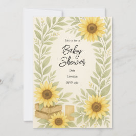Invitación a Baby Shower de girasol de color acuát