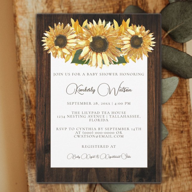 Invitación a Baby Shower de girasol ruso (Subido por el creador)