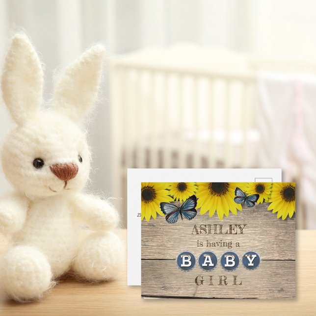 Invitación a Baby Shower de girasol ruso | CHICA (Subido por el creador)