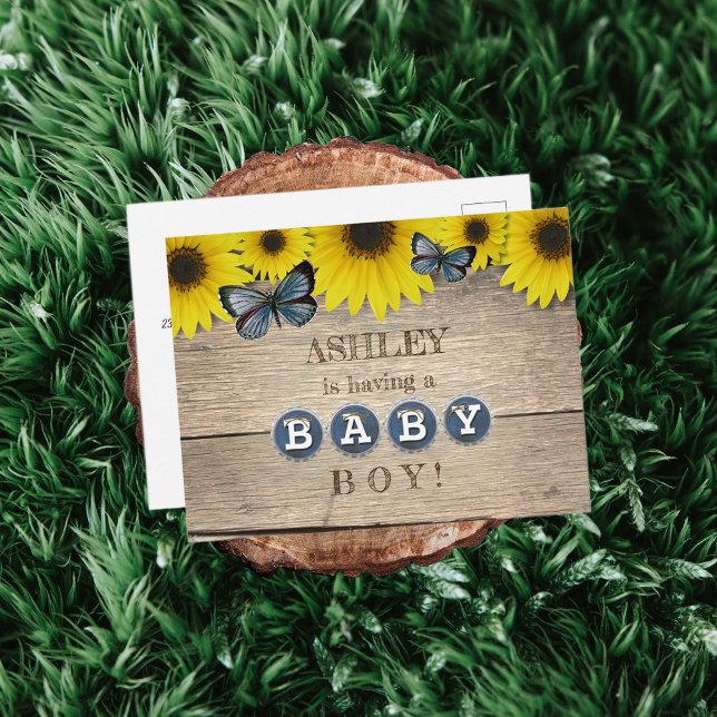 Invitación a Baby Shower de girasol ruso | Niño (Subido por el creador)