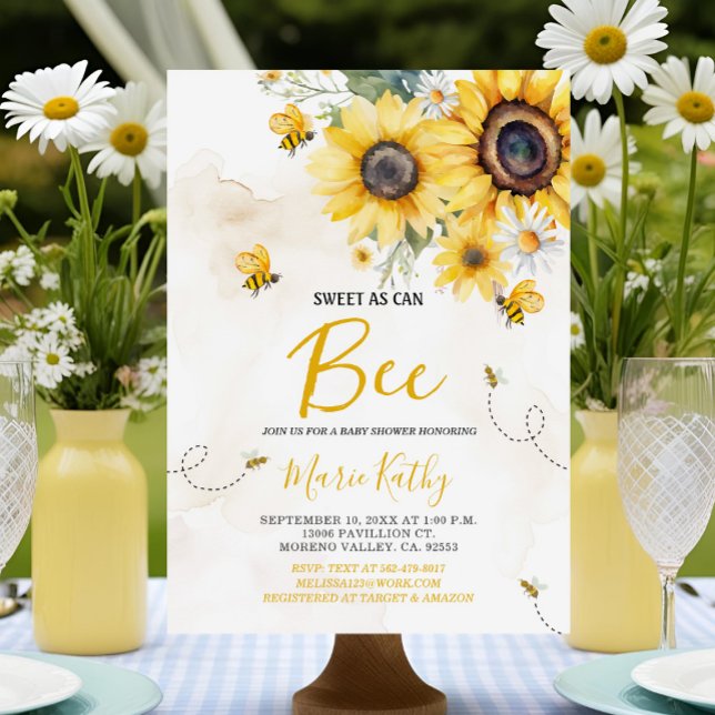 Invitación a Baby Shower de girasol tan dulce como (Subido por el creador)