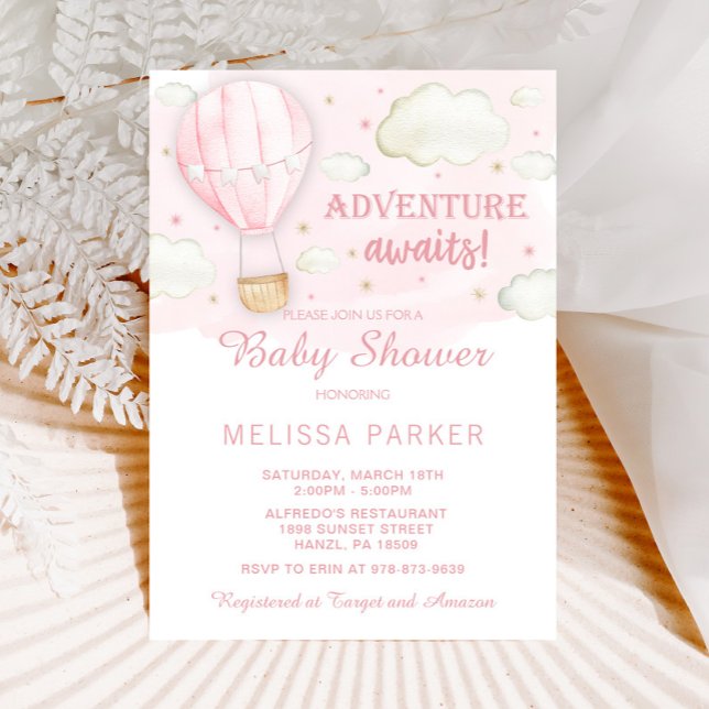 Invitación a Baby Shower de globo aerostático (Subido por el creador)