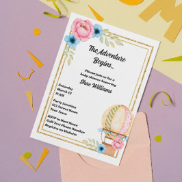 Invitación a Baby Shower de globo aerostático