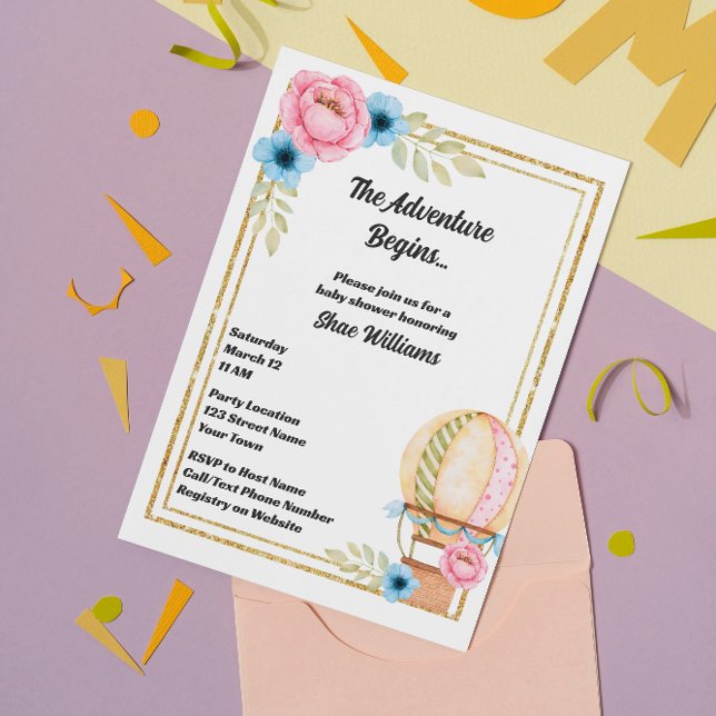 Invitación a Baby Shower de globo aerostático (Subido por el creador)