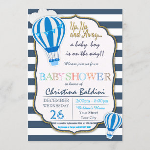 Invitación a Baby Shower de globo aerostático