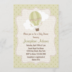 Invitación a Baby Shower de globo de aire caliente