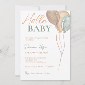 Invitación a Baby Shower de globos