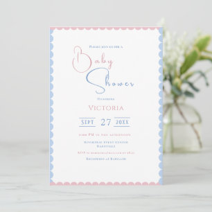Invitación a Baby Shower de globos rosados y azule