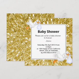 Invitación a Baby Shower de GOLD METALLIC LOOK Sto