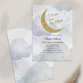 Invitación a Baby Shower de Golden Purpurina Moon