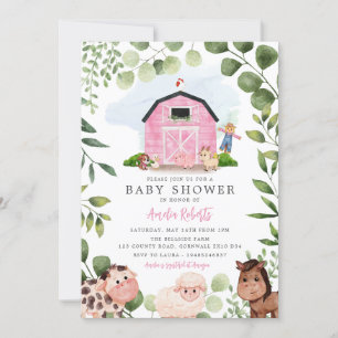 Invitación a Baby Shower de granja, invitación a g