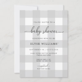 Invitación a Baby Shower de Gray Gingham