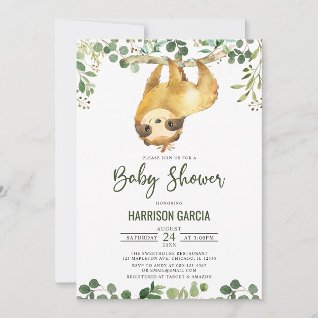 Invitación a Baby Shower de Green Floral Cute Slot (Anverso)