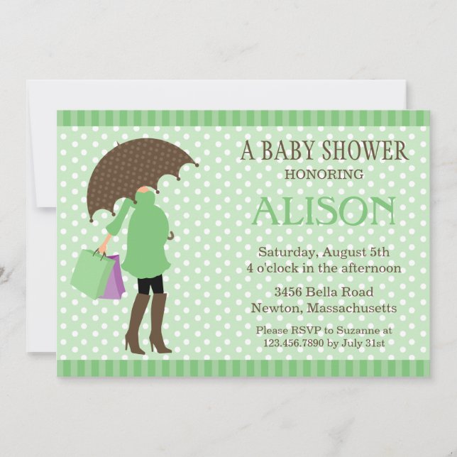 Invitación a Baby Shower de Green Umbrella (Anverso)
