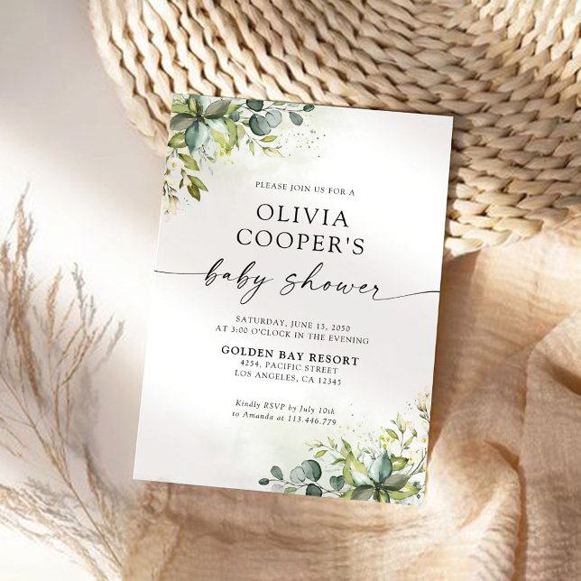 Invitación a Baby Shower de Greenery (Subido por el creador)