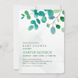 Invitación a Baby Shower de Greenery Eucalyptus