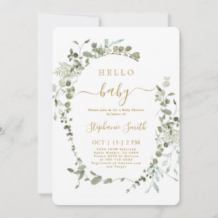 Invitación a Baby Shower de Greenery Hello