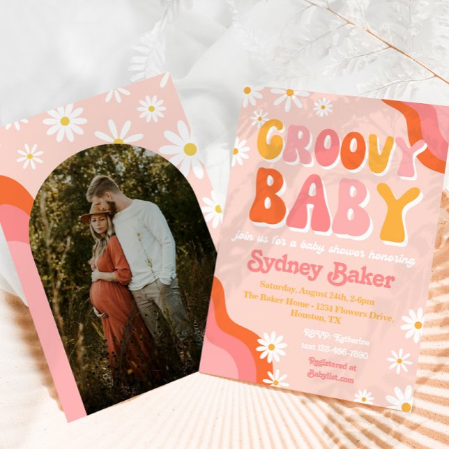 Invitación a Baby Shower de Groovy Photo (Subido por el creador)