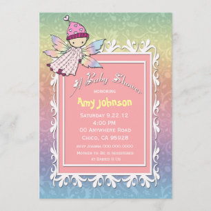 Invitación a baby shower de hada niña linda