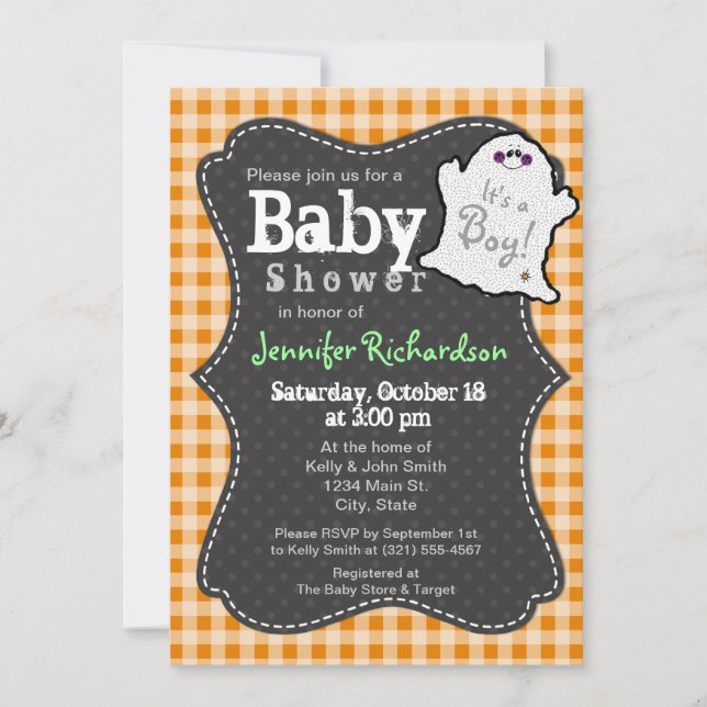 Invitación a Baby Shower de Halloween (Anverso)