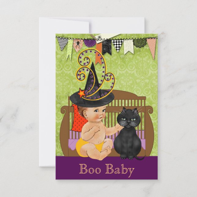 Invitación a Baby Shower de Halloween (Anverso)