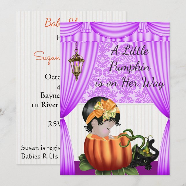 Invitación a Baby Shower de Halloween (Anverso / Reverso)