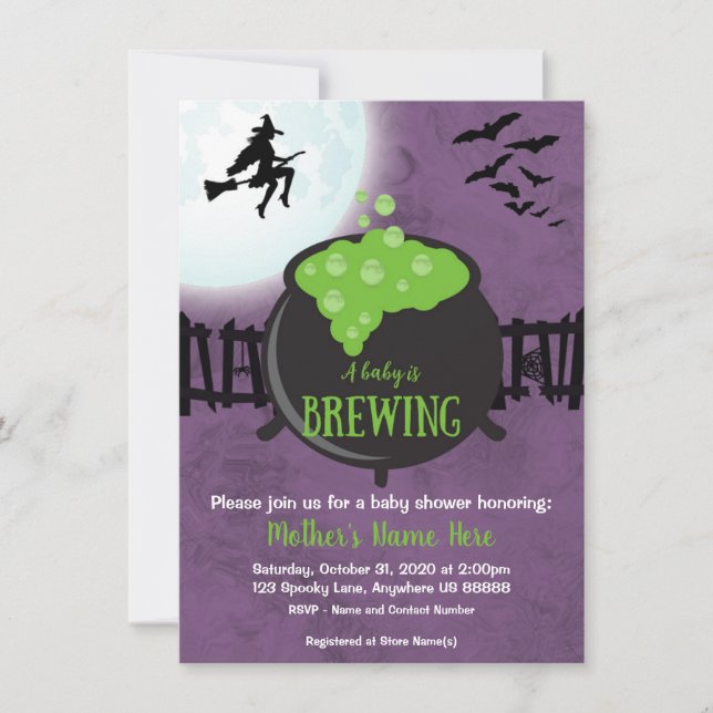 Invitación a Baby Shower de Halloween (Anverso)