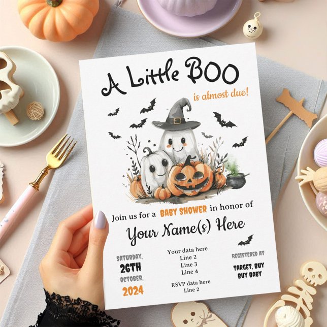 Invitación a Baby Shower de Halloween es un pequeñ (Halloween Baby Shower Editable Template -Digital Download or Printed)