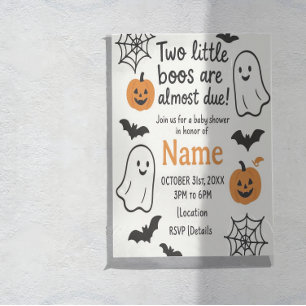 Invitación a Baby Shower de Halloween Gemelos