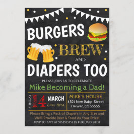 Invitación a Baby Shower de hamburguesas y cerveza