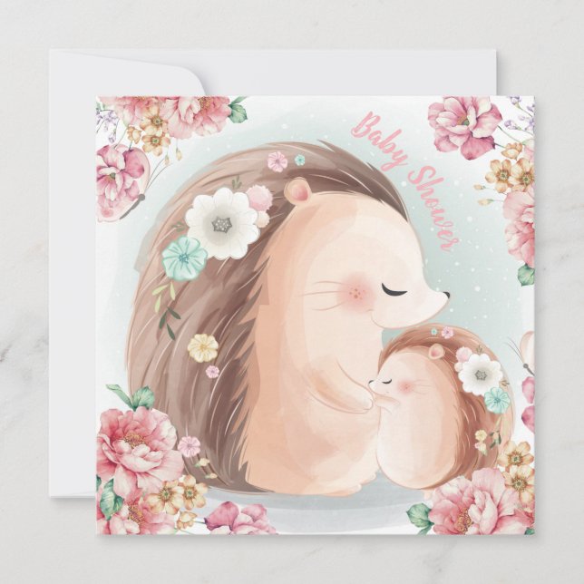 Invitación a Baby Shower de Hedgehog (Anverso)