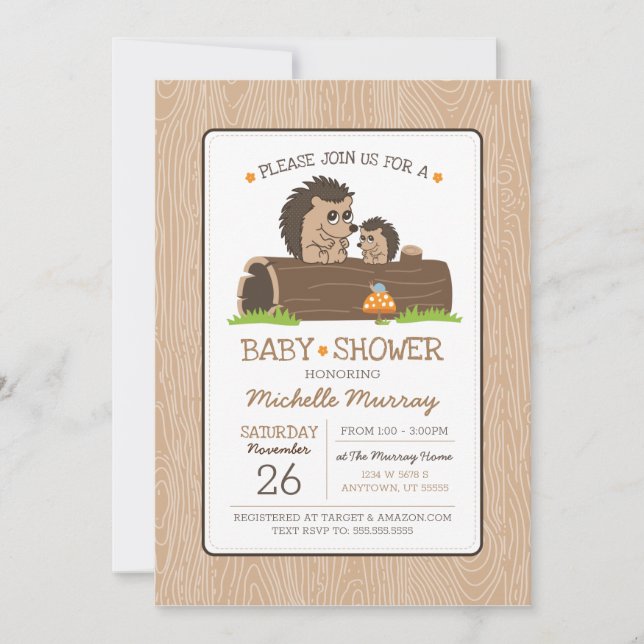 Invitación a Baby Shower de Hedgehog (Anverso)