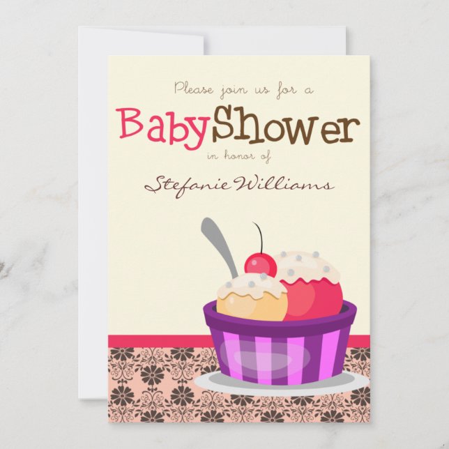 Invitación a Baby Shower de helados (Anverso)