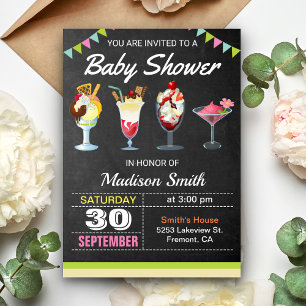 Invitación a Baby Shower de helados coloridos