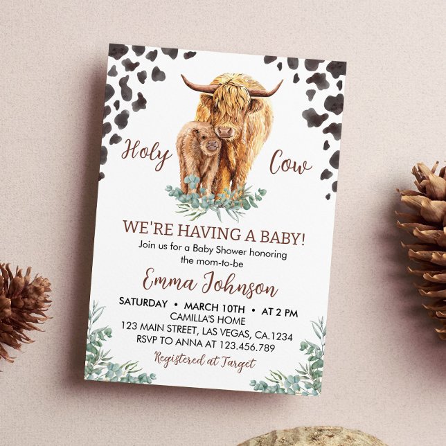 Invitación a Baby Shower de Highland Cow (Subido por el creador)