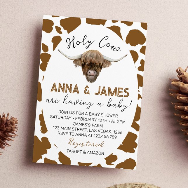Invitación a Baby Shower de Highland Cow (Subido por el creador)