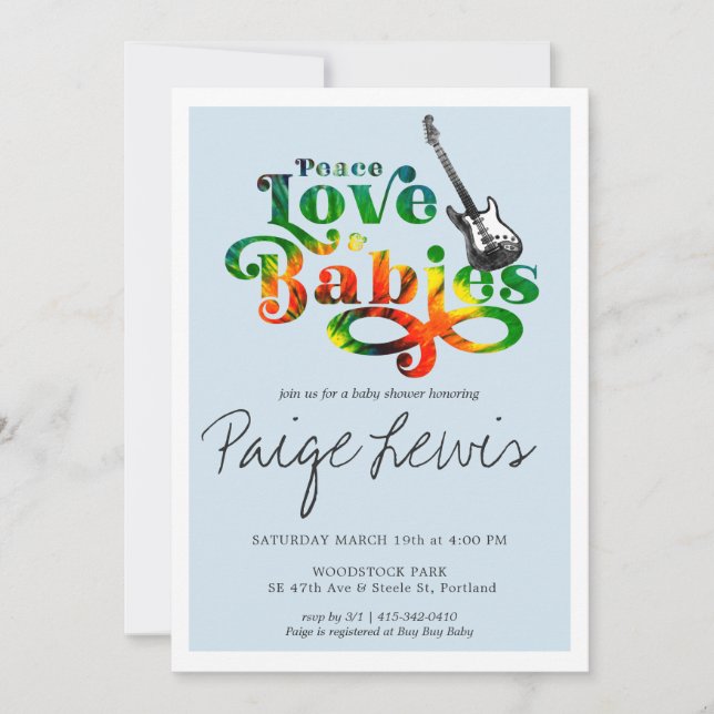 Invitación a Baby Shower de Hippie Dye Tie (Anverso)
